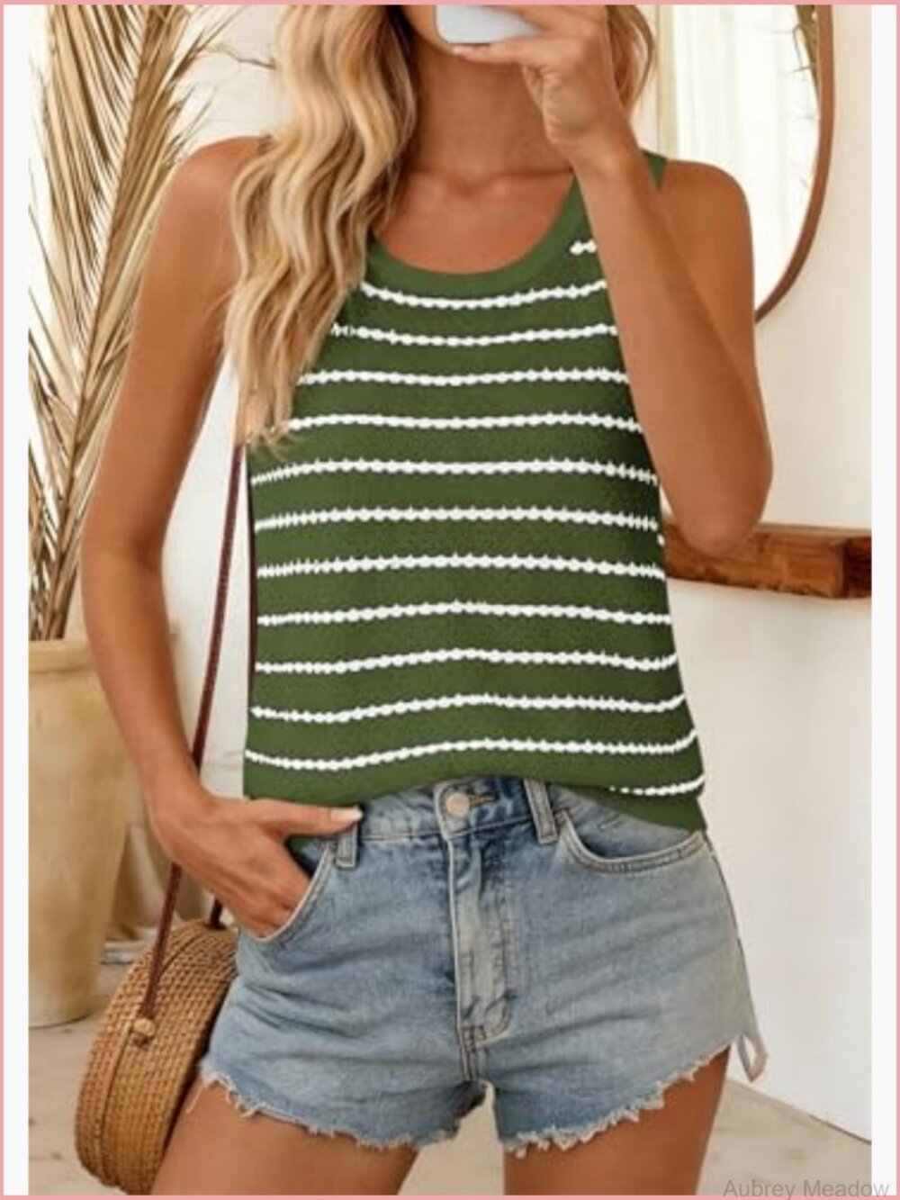 Crochet Striped Sweater Vest Tank Top Sleeveless Knit Pullover Women's Casual - Picture 2 of 7